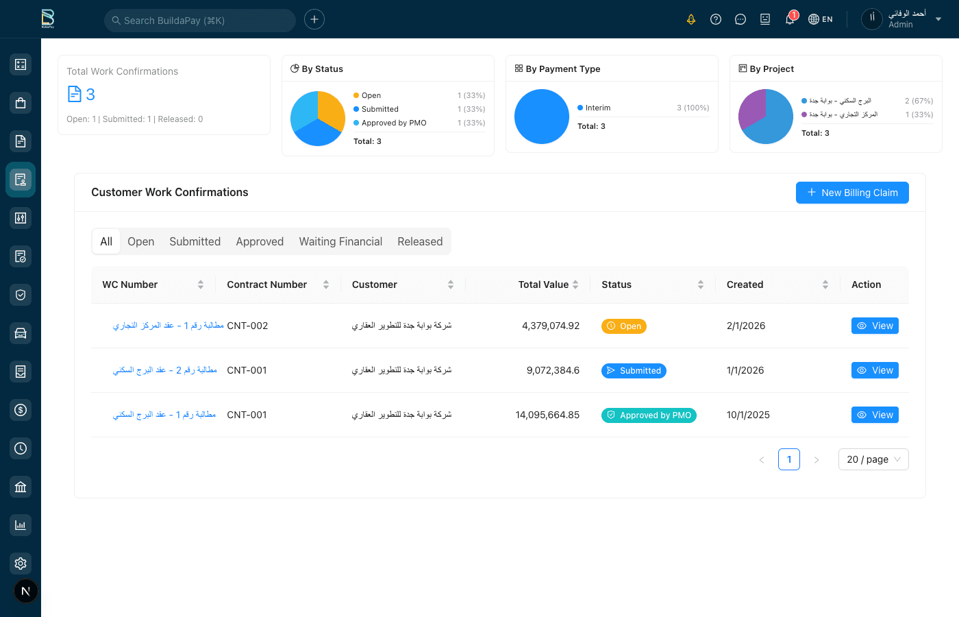 Work Confirmation & Progress Billing