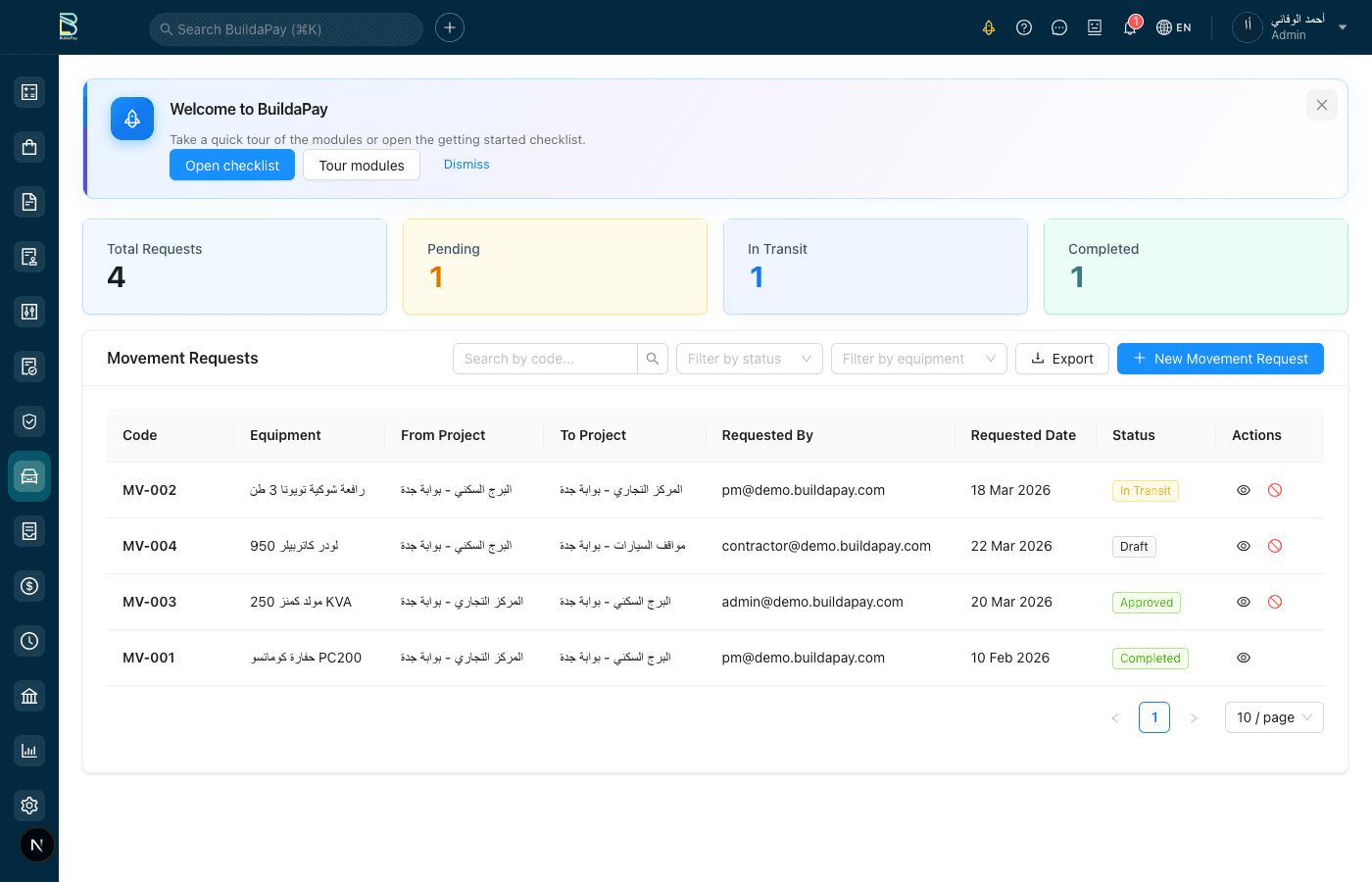 Equipment Movement & Mobilization