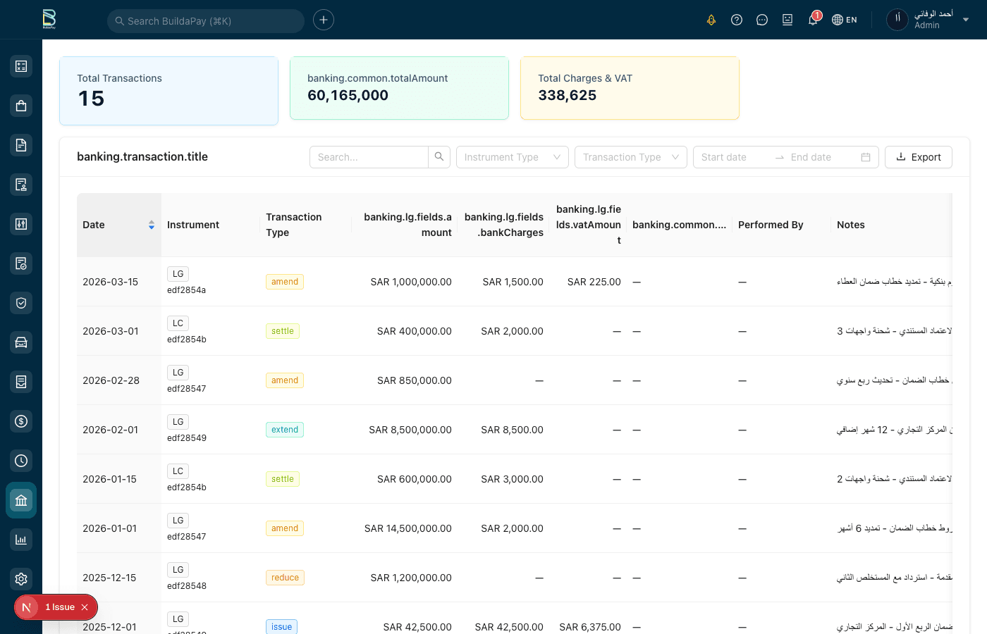 Banking Transactions & Reporting